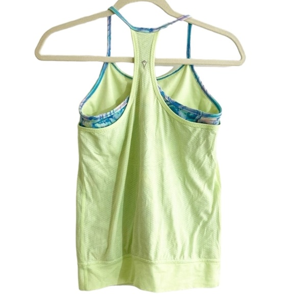 Ivivva Lululemon Lime Yellow Paint Splatter Double Dutch Bra Tank size 10 - Picture 4 of 11
